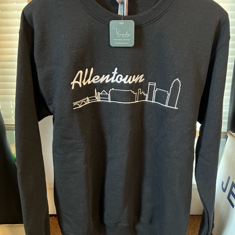 Custom Embroidered Black Allentown Skyline Sweatshirt